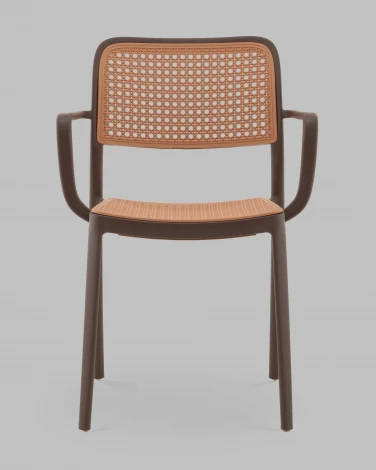 Стул Yona пластиковый с подлокотниками коричневый Stool Group арт.УТ000040843