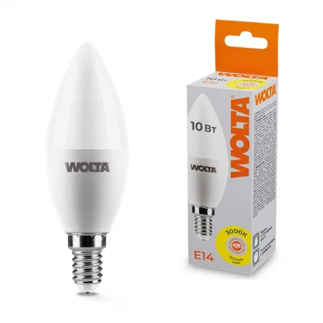Светодиодная лампа 10Вт 3000K E14 Wolta 25YC10E14