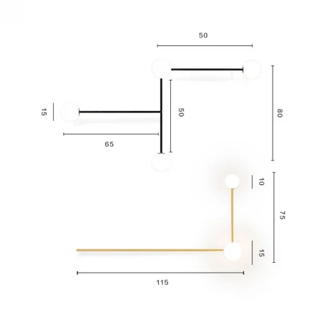 Настенный светильник (бра) Lines 4 черный ImperiumLoft Lines-13 (189565-26) (220V, шарики)