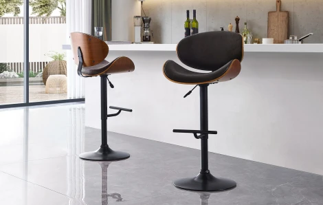 Стул барный JY1076 коричневый/черный