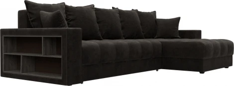 Диван угловой с декором и полкой Лига-050 НПБ Лига Диванов (Велюр) арт.128601
