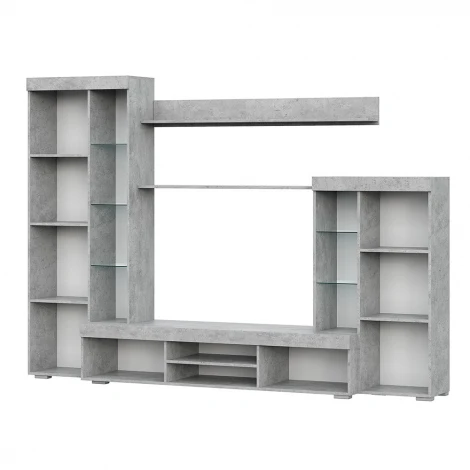 Стенка Арника в гостиную МГС 5, цемент светлый/белый