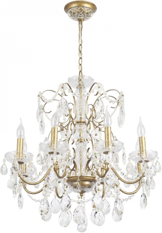 Подвесная люстра Crystal Lux ODELIS SP8 GOLD (220V, подвески, на цепи, подсвечник, свеча)