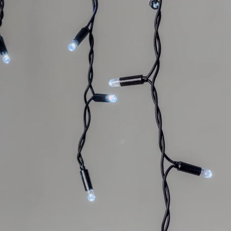 Гирлянда Бахрома 3,1 x 0,5 м белая с мерцанием белого диода 220В, 120 LED, провод черный каучук 2,3мм, IP65 Laitcom ECO120BLW-1-2W