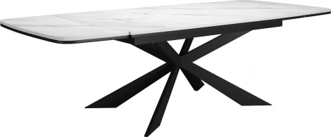 Стол DikLine KM160 мрамор С41 (керамика белая)/опоры черные 00-00069809