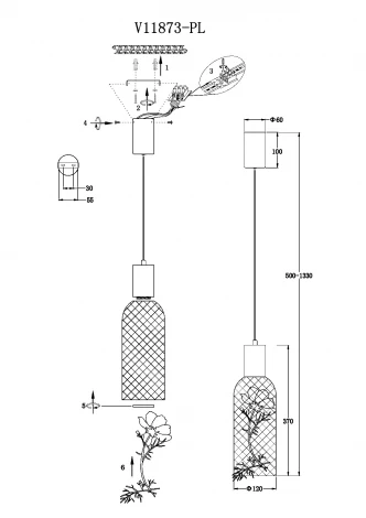 Подвесной светильник светодиодный Moderli Ophelia V11873-PL