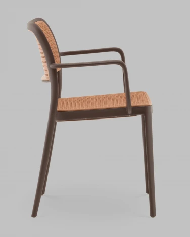 Стул Yona пластиковый с подлокотниками коричневый Stool Group арт.УТ000040843