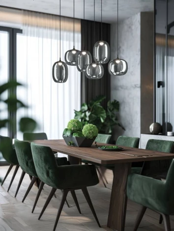 Подвесной светильник Eglo Larva 390415 с рег-кой цветовой темп-ры 6X3,7W(LED) 2700-6500K сталь, черный, черный, прозрачный