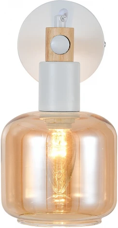 Бра Escada Skald 1109/1A White 1x40 E14, металл/стекло/дерево, белый/янтарный (220V, круглые)