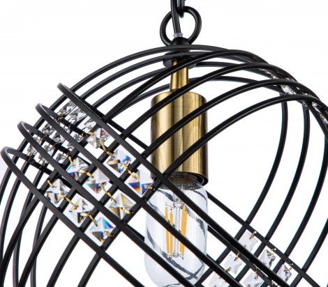 Подвесной светильник Fresco V000103 (10001/1P Black) (220V, хрусталь, на цепи, шар, клетка)