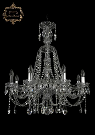 Подвесная люстра Art Classic 11.12 11.12.8.240.XL-78.Cr.Sp (220V, хрусталь, на цепи, подсвечник, свеча)