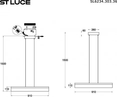 Подвесной линейный светильник ST Luce Splendid SL6234.303.36 Латунь/Золотистый LED 1*36W 4000K
