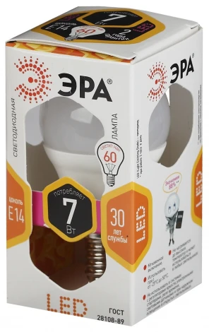 Лампочка светодиодная E14 7W ЭРА LED P45-7W-827-E14
