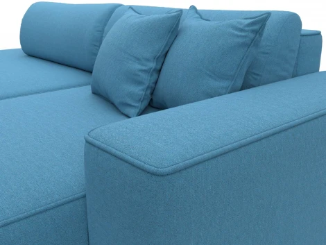 Диван угловой Лига-065 БП угол правый (ДСП,Рогожка/Голубой) Лига Диванов 134786