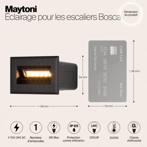 Подсветка для лестниц и ступеней встраиваемая Maytoni Bosca O045SL-L3B3K (LED, 220V, IP65)