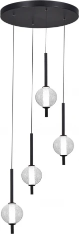 Подвесной светильник ST Luce Peek SL6120.403.04 Черный/Прозрачное кракелированное стекло LED 4*8,5W (220V, на проводе, шарики)