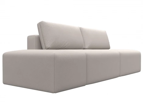 Диван прямой модульный с пуфом Лига-060 НПБ (ЛДСП,Брус,Фанера/Пластик/Замша/Бежевый) Лига Диванов 129668