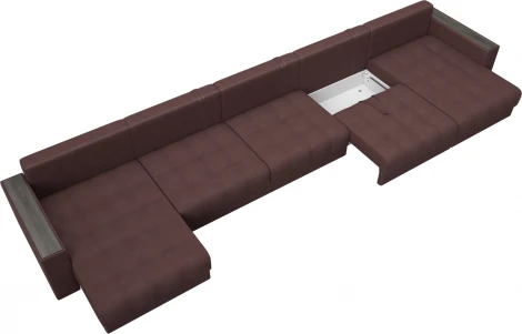Диван П-образный с декором Лига-049 НПБ Мегалонг Лига Диванов (Замша) арт.128545