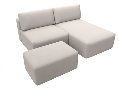 Диван угловой модульный с пуфом Лига-060 НПБ угол универсальный (ЛДСП,Брус,Фанера/Пластик/Замша/Бежевый) Лига Диванов 129692