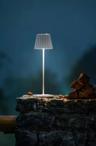 Интерьерная настольная лампа светодиодная с аккумулятором Ubiqua Plissè 189201 (регулировка яркости, сенсорный выключатель, IP54)