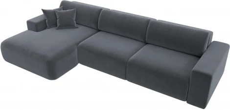 Диван угловой Лига-036 НПБ Классик Лонг левый угол (Серый/Велюр) Лига Диванов арт.121395L