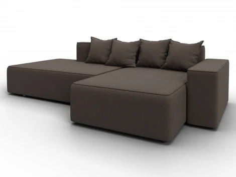 Диван угловой Лига-079 угол правый (ДСП/Пластик/Рогожка/Коричневый) Лига Диванов 129812