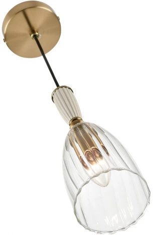 Подвесной светильник Lumion Derbi 8284/1A античная бронза/прозрачный, металл/керамика/стекло Е14 1*40W 220V (на проводе)