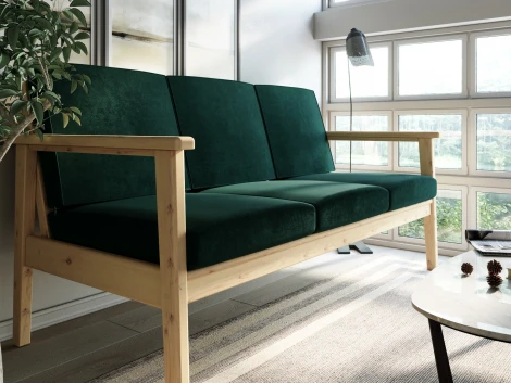 Диван Arsko прямой Лориан Б сосна велюр зеленый