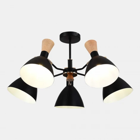 Потолочная люстра на штанге Evoluce SLE1256 SLE1256-402-05 Черный/Черный, Светлое дерево, Золотистый E14 5*40W (220V)