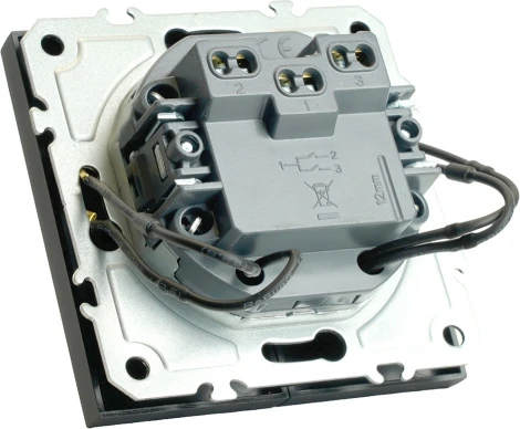 Выключатель двухклавишный с подсветкой (черный) Stekker Эмили 49838