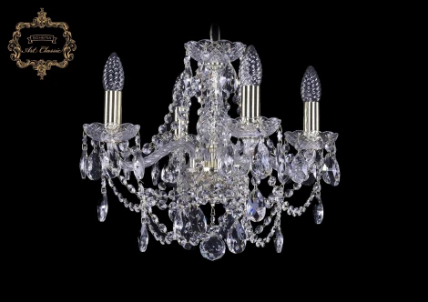 Подвесная люстра Art Classic 11.25 11.25.4.141.Gd.Sp (220V, хрусталь, на цепи, подсвечник, свеча)
