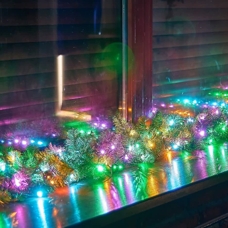 Гирлянда светодиодная, 10м. 100 светодиодов, голубой, желтый, зеленый, розовый свет Uniel ULD-S1000-100/DGA MULTI-2 IP20