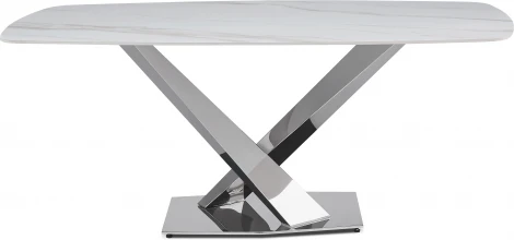 Стол обеденный Интерно Силвер DT-2883, 180х90х75 см, белый мрамор/серебро IST-CASA