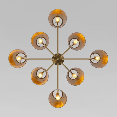 Потолочная люстра Wi-Fi на штанге Eurosvet Topanga 60173/8 латунь (220V, управление смартфоном, голосовое управление, умный дом - Minimir Home, Алиса, Маруся, Салют)