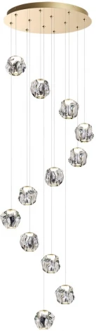 Потолочная каскадная люстра Odeon Light Jemstone 5085/60L золото/прозрачный/металл/акрил LED 60W 4000K 2800Лм (220V, на проводе)