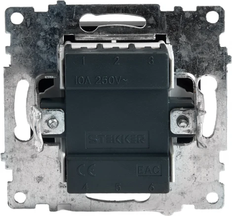 Выключатель одноклавишный с подсветкой (черный) Stekker Катрин 39605