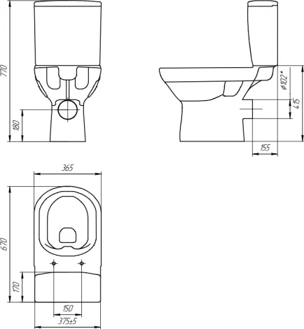 Унитаз-компакт Cersanit City Clean On 011 3/5 DPL EO slim