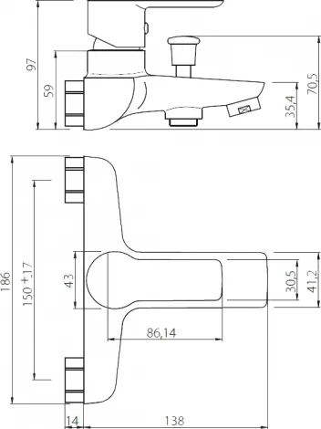 Смеситель Damixa Scandi Start HFSS10000 для ванны с душем
