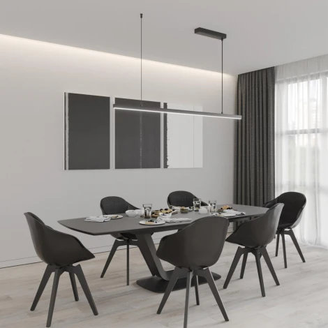 Подвесной линейный светильник светодиодный диммируемый Novotech Sotto 359442 черный LED 48W 220V (Умный дом, Алиса, голосое управление) (регулировка яркости, на тросе)