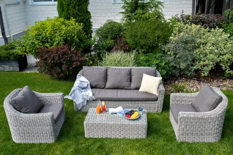 Диван из искусственного ротанга трехместный, цвет серый 4SIS Фабриция YH-C3059W-1 gray