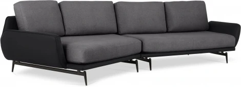 Диван Ispani угловой левый ОГОГО (арт.799391), (Ткань,Экокожа/Черный,Серый)