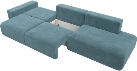 Диван прямой Лига-036 НПБ Модерн Лонг подлокотник слева (Бирюзовый/Велюр) Лига Диванов арт.121357L