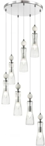 Потолочная люстра каскадная Lumion Emily 8268/7A хром/белый/прозрачный, металл/керамика/стекло Е14 7*40W 220V (на проводе)