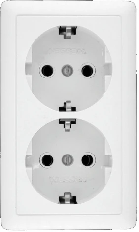 Розетка накладная двойная с заземлением (белый) Systeme Electric HIT RA16-238-B