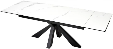 Стол ALEZIO 160 BIANCO TL-45 Белый мрамор матовый, испанская керамика/ черный каркас М-City