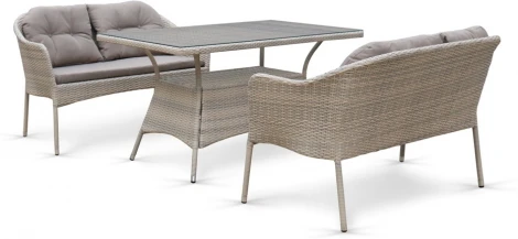 Комплект плетеной мебели с диванами T198C/S54C-W85 Latte (Искусственный ротанг/Бежевый) Afina