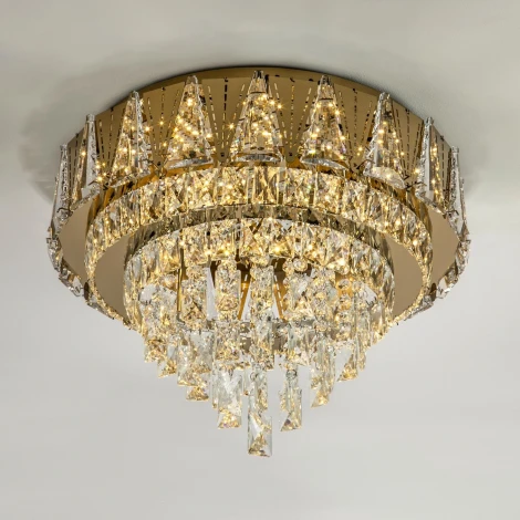 Потолочная люстра светодиодная хрустальная с пультом и управлением смарфоном с регулировкой цветовой температуры и яркости LED4U LED4U L9437-500 GD с УД
