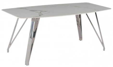 Стол обеденный IST-CASA Соар-2 F-1690,160х90х76 см, бело-серая керамика/хром серебро