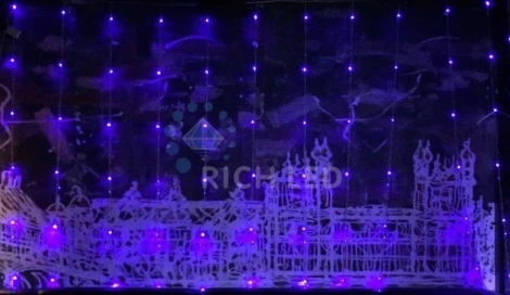Гирлянда светодиодная Водопад синяя 8 режимов свечения 24B, 336 LED, провод прозрачный, IP54 RL-WF3*2C4/1-T/B Rich LED