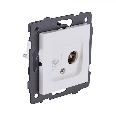 Розетка двойная TV (мама) + телефонная розетка RJ11, белый матовый Kollinger REA-013WM для Aspekt, Eleganz, Reflex